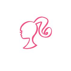 the silhouette of a woman's head is shown in pink on a white background