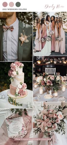 the wedding color scheme is pink and gray