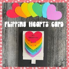 a valentine's day card with hearts and the words flipping hearts card on it