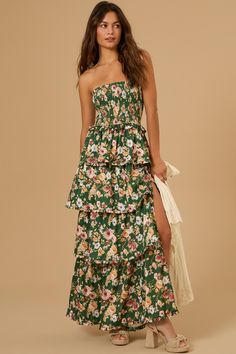 Anastasia Floral Maxi Dress in Green | Altar'd State White Dress Boots, Skirts With Boots, The Beauty Of Nature, Christmas 2024, Altar'd State, Top Design, Cute Fits, Floral Maxi, Dress With Boots