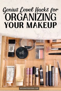 Elevate your vanity game with these stunning DIY makeup drawer organization ideas! Whether you have a small or spacious bathroom or bedroom, discover aesthetic storage solutions using simple DIY ideas and Amazon finds. Keep your makeup essentials within easy reach while maintaining a minimal and stylish look. Perfect for any home decor enthusiast. Diy Makeup Organization, Drawer Organization Ideas, Narrow Drawers, Organization Ideas For Small Spaces, Organization For Small Spaces, Decluttering Inspiration