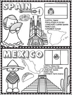 a coloring book page with an image of mexico