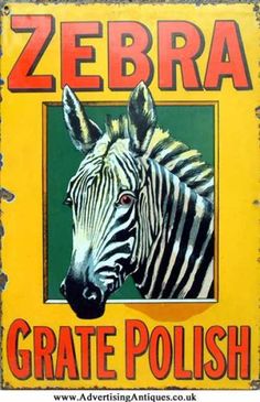 a yellow sign with a zebra on it's face and the words zebrite grate polish