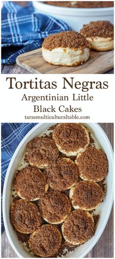 the ingredients for tortillas negras are shown in this collage with text overlay