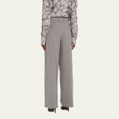 Brunello Cucinelli Panama wool pants with pleated front Full length Side slip pockets; back besom pockets High rise Straight legs Tab/zip fly; belt loops Virgin wool/cotton Acetate/polyester lining Made in Italy Classic Office Pants With Concealed Front Fastening, Classic Pants With Concealed Front Fastening For Workwear, Office Straight Pants With Concealed Front Fastening, Wide Leg Pants With Concealed Front For Work, Luxury Wide Leg Pants With Belt Loops For Work, Luxury Wide Leg Pants For Office In Fall, Luxury Workwear Pants With Pockets, Luxury Fall Workwear Bottoms, Luxury Bottoms With Concealed Placket For Workwear