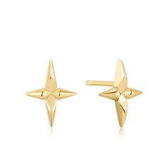 EAR-GPL Gold Cross Stud Earrings Cross Stud Earrings, Earring Stack, Spike Bracelet, Jewellery Packaging, Cross Earrings Studs, Punk Inspiration, Earring Collection, Engraved Bracelet, Jewelry Design Necklace