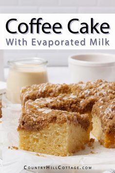 coffee cake with evaporated milk on the side