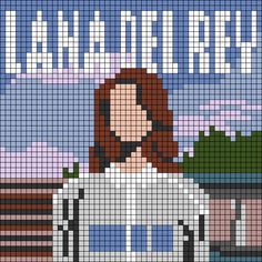 a cross - stitch pattern of a woman with long hair, wearing a white shirt