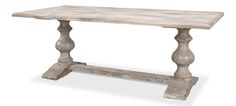 an old wooden table with two legs and a white top, on a white background