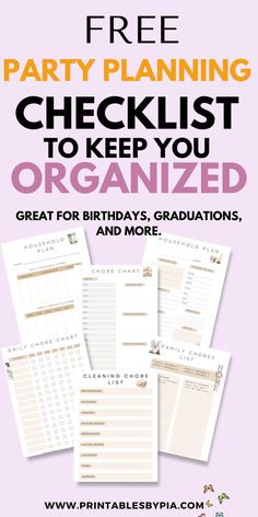 free party planning checklist to keep you organized great for birthdays, graduations, and more