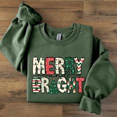 Merry and Bright Sweatshirt, Christmas Sweatshirt, Family Christmas Sweatshirt, Christmas Sweatshirts for Women, Merry Christmas Sweatshirt Christmas Shirts For Women, Christmas Sweatshirts, Merry And Bright, Family Christmas, Christmas Shirts, Sweat Shirt, Halloween Shopping, Merry Christmas, Gender Neutral