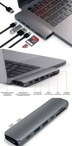 this is an image of a laptop with accessories attached