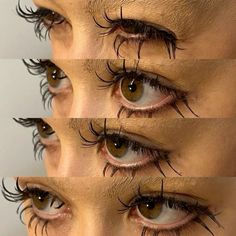 four pairs of fake eyelashes with long lashes on top of each eye and the bottom