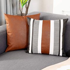 PRICES MAY VARY. Cotton Canvas+ Faux Leather Imported PACKAGE INCLUDED: This set include two decorative pillow covers: Black white faux leather pillow cover 18 x 18 Inch / 45 x 45 cm x 1; Brown faux leather pillow cover 18 x 18 Inch / 45 x 45 cm x 1. Please allow 1-2cm error due to the manual measurement. Pillow covers ONLY , NOT include insert. WELL MADE : The black white tribal pillow cover both sides is made of high quality 100% cotton canvas and faux leather accent. Stylish and durable. Hand Leather Throw Pillows, Farmhouse Throw Pillow, White Throw Pillows, Stripe Throw Pillow, Modern Bedroom Decor, Leather Pillow, Couch Sofa, Decorative Throw Pillow Covers, Decorative Pillow Cases