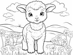 illustration of Simple Easter lamb coloring for kids Lamb Coloring Pages Free Printable, Coloring Pages Free Printable, Easy Easter