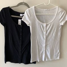 Gap Girly Tee Bundle With Buttons And Cute Detailing On Neckline. Black Is Nwt And White Is Nwot Work Tops, Gap, Bundles, Black White, Black And White, Women Shopping, White, Quick Saves, Black