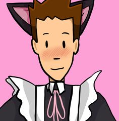 a drawing of a man wearing a cat's hat and bow tie with his hands on his hips