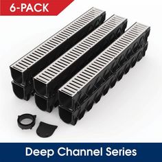 4 pack deep channel drainers for 6 - pack drainage system with black plastic cover