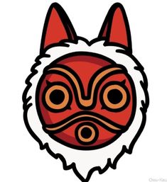 a red and white mask with an animal's face