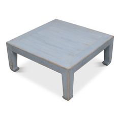 an old blue coffee table on white background