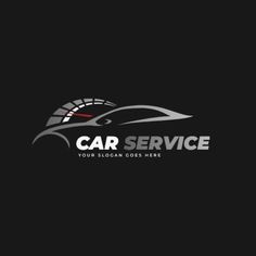 the car service logo is shown on a black background