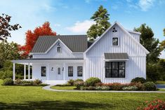 this is an artist's rendering of the farmhouse style house plans for small homes