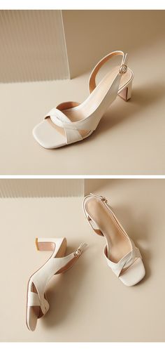 Heel Sandal, Heeled Sandals, Chunky Heels, Open Toe, Casual Looks, Rubber Sole, Sandals Heels, Heel Height, Leather Upper