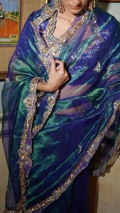 Blue And Fuschia Outfit, Jaipur Sarees, Sarees Traditional, Tissue Sarees, Outfits Indian, Brocade Blouse, Suit Ideas, Fancy Sarees Party Wear, Traditional Indian Dress