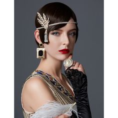 Gender:Women's; Types:Flapper Headband; Style:Roaring 20s,1920s,Retro Vintage; Jewelry Type:Head Jewelry; Occasion:Performance,Ceremony,Party / Evening,Business / Ceremony / Wedding,Wedding Party; Material:Plastic  Metal; Characters:The Great Gatsby; Net Weight:0.0426667; Head Circumference:null Chrome Party, The Great Gatsby Movie, Scream Costume, Flapper Girls, Speakeasy Party, Rhinestone Costume, 1920s Hair, Rhinestone Costumes, Womens Cosplay