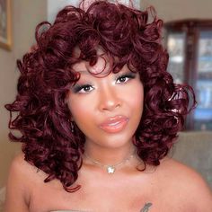 Curly Synthetic Wigs for Women Soft Short Curly Wig with Bangs Afro Loose Curls Heat Resistant Short Curly Wigs With Bangs, Curly Afro Wig With Bangs, Afro Curly Wig, Curly Wigs For Black Women, Curly Wig With Bangs, Short Curly Wig, Short Afro, Short Curly Wigs, Curly Wig