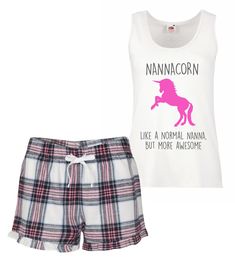 Tartan Shorts Nannacorn Like A Normal Nanna But More Awesome Pyjamas Set. Available in 3 Colours Sizes are as follows: XS - (UK 8) (US 4) S - (UK 10) (US 6) M - (UK12) (US 8) L - (UK 14) (US 10) XL - (UK 16) (US 12) We also do lots of other clothing and gift ideas, just take a look at our shop items. If you don't see what you want just message us and we will do our best to help. Thanks SR883 Unicorn Pyjamas, Natalie Green, Tartan Shorts, Frill Shorts, Pyjamas Set, Pajama Robe, Pyjama Set, Pajama Shorts, Christmas Pajamas