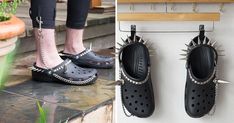 100 Perfect Spiked Crocs Ideas in 2023 Crocs Diy, Shoes World, Metal Head, Clog Shoes, Stockings Heels