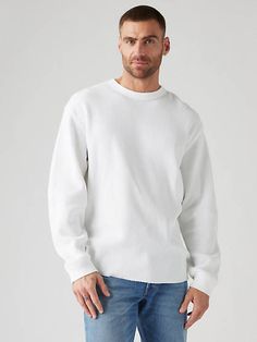 Sometimes all you want is warmth, no frills. With soft thermal fabric and a relaxed cut, this Long-Sleeve Relaxed Thermal T-Shirt keeps you toasty and comfortable. A warm thermal tee Cut with a relaxed fit Casual Winter Sweater With Ribbing, Casual Ribbed Winter Sweater, Cozy Snug Top With Ribbed Cuffs, Casual Waffle Knit Sweatshirt For Layering, White Waffle Knit Top For Loungewear, Cozy Cotton Waffle Knit Top, Snug Long Sleeve White Top, White Snug Long Sleeve Tops, Cozy Fit Textured Knit Cotton Tops