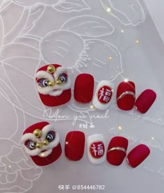 Cny Nails 2024 Simple, Korean New Year Nails, Chinese New Year Dragon Nails, Cny Nails 2024 Dragon, Nail Tet 2023, Cny Nails 2023, Cny Nails 2024