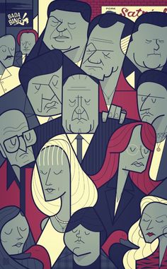 an illustrated image of people in suits and ties