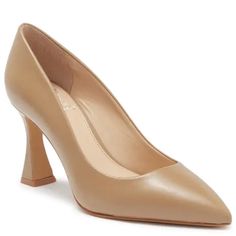 Pointed Toe Pump In Tortilla Soft Napa Silk New - Never Worn A Sculptural Heel Adds A Daring Refresh To A Timelessly Elegant Pointed Toe Pump. 3.25" Heel Leather Upper, Synthetic Sole Classic Fitted Spring Court Shoes, Beige Spring Court Shoes With Padded Heel, Spring Beige Pointed Toe Court Shoes, Classic Beige Court Shoes For Spring, Summer Fitted Beige Court Shoes, Beige Spring Court Shoes For Office, Spring Beige Court Shoes For Office, Fitted Beige Court Shoes For Summer, Beige Court Shoes For Spring Office Wear