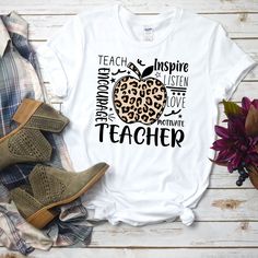 Casual White T-shirt For Teacher Appreciation, Graphic Tee With Screen Print For Teacher Appreciation, Teacher Appreciation Short Sleeve T-shirt With Letter Print, Graphic Print Short Sleeve T-shirt For Teacher Appreciation, White Crew Neck Shirt For Teacher Appreciation, White Text Print Shirt For Teacher Appreciation, White Crew Neck T-shirt For Teacher Appreciation, White Short Sleeve Shirt With Letter Print, Teacher Team