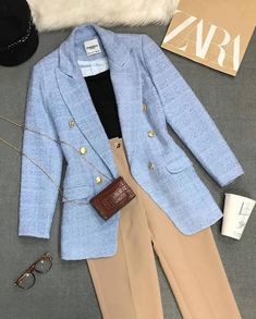 Blue Formal Outfit For Women, Skirt Work Outfits Women, Women's Office Outfits, Blazer Outfits Casual, Women's Office, Fashionable Work Outfit, Casual Work Outfits Women, Cute Modest Outfits, Stylish Work Attire