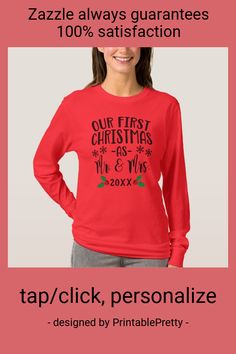 Our First Christmas as Mr. and Mrs. Newlywed T-Shirt #ourfirst #christmas #newlyweds #husband #wife #TShirt #christmasshirts #christmas #apparel #christmasapparel #zazzleaffiliate Christmas Apparel, Our First Christmas, Womens Basic, Mr And Mrs, White Elephant Gifts, Elephant Gifts, Husband Wife, Christmas Tshirts, First Christmas