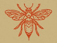 a drawing of a bug on a beige background