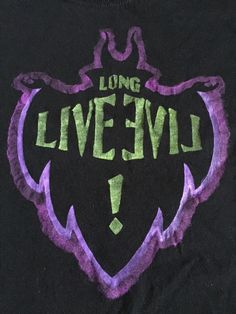 the long live evil t - shirt is purple and green