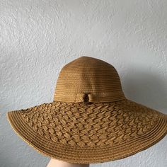 Floppy Sun Hat Never Worn Purchased In Mexico Beautiful Color One Size Brown Straw Hat, Brown One Size Straw Hat, Chic Floppy Straw Hat For Spring, Casual Gold Sun Hat For Vacation, Casual Gold Hat For Vacation, Summer Knits, Floppy Sun Hat, Floppy Sun Hats, Summer Knitting