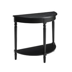 a black table with a shelf on it