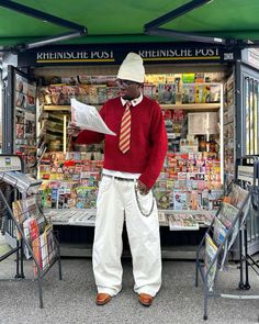 Red Streetwear Outfit, Tie Outfits Men, Red Sweater Outfit, Formal Streetwear, Action Films, Making Movies, Tie Outfit, Martin Lawrence