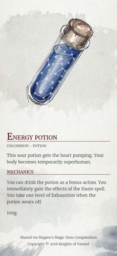 an image of a bottle with water in it and the words energy potion written below