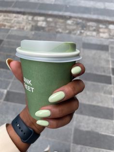 Mint Green Nails, Mint Nails, Milky Nails, Plain Nails, Wow Nails, Short Gel Nails, Green Nail, Dark Nails, Pastel Nails