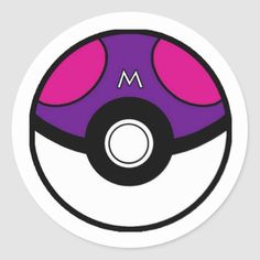 a purple and pink poke ball sticker