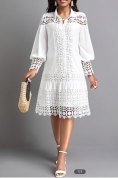 Lace White Shirt, White Shirt Collar, Long Sleeve White Dress, White Lace Shirt, Latest Dress For Women, White Lace Shorts, Flowy Design, Fashion Dresses Online, White Long Sleeve Dress