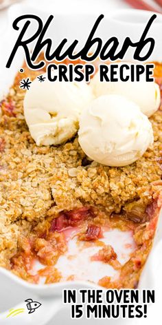 the cover of rhubarb crisp recipe is shown