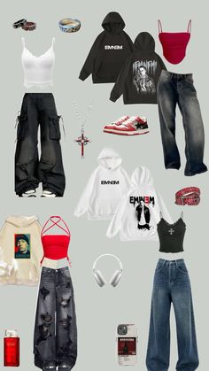 2000s Fashion Outfits Casual, Eminem Girls, Merch Outfits, Eminem Merch, Eminem Style, Baggy Outfit Ideas, Trashy Outfits, Star Clothing, Outfits Y2k